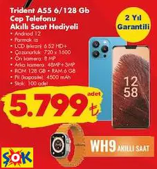 TRİDENT A55 6/128 GB AKILLI TELEF WH9 AKILLI SAAT HEDİYELİ